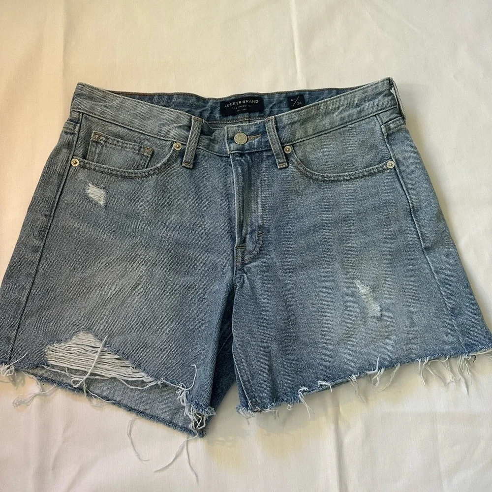 Lucky Brand Blue Distressed Jean Shorts size 6/28 - Picture 2 of 5